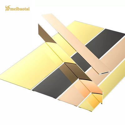 Gold Spiegel Edelstahl Fliesen Trim 8FT Länge JIS Standard Flachstreifen für dekorative Fliesenarbeit