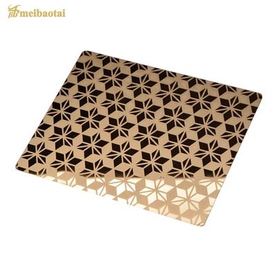 Guter Preis PVD-Goldfarbe geätzte Edelstahlplatte mit 70 Mikron-PVC-Film in 1219x3048mm Größe Online