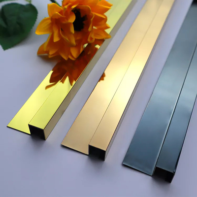 Edelstahl Spiegel Hairline Tile Trim M Profil Gold / Roségold / Schwarze Farbe