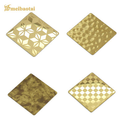 Guter Preis 0.85mm Dicke PVD-Farbbeschichtung Aufgestaute Edelstahlplatte mit Schlitzkante für dekorative Metallplatten Online