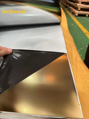 Guter Preis Gold Spiegel Finish Grade 201 Prägung aus Edelstahl 4x8 Fuß Dekorationswandplatte Online