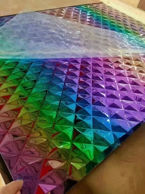 Regenbogenfarbe gestempelt Diamant Edelstahlblech Wasserröpfchen Dekorationsplatte