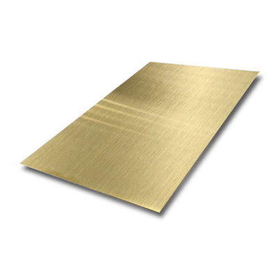 Guter Preis Champagner-Gold-Haarstrich-Edelstahlblech mit 0,65 mm Dicke und Vier-Fuß-Größe für dekorative Anwendungen Online