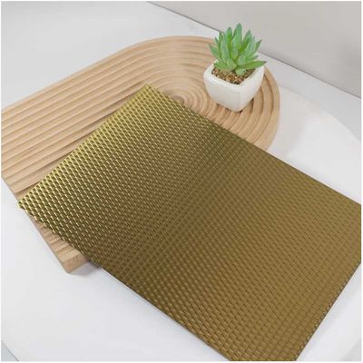Goldfarbe 0,85 mm Dicke Spiegeloberfläche Prägung aus Edelstahl für dekorative Wand
