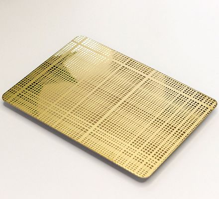Gold Spiegel Veredelung 304 Edelstahl geätztes Blatt Dekoration Platte 1219x2438mm Größe