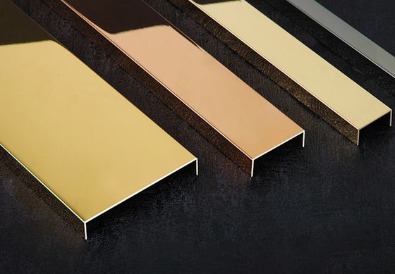 Gold Spiegel Edelstahl U Profil Fliesen Trim mit Anti-Fingerprint und 0,65MM Dicke