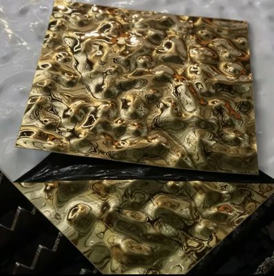 Guter Preis Gold Mirror Finish Water Ripple Stainless Steel Sheet mit 0,65 mm Dicke und PVD-Farbbeschichtung für dekorative Wandpaneele Online