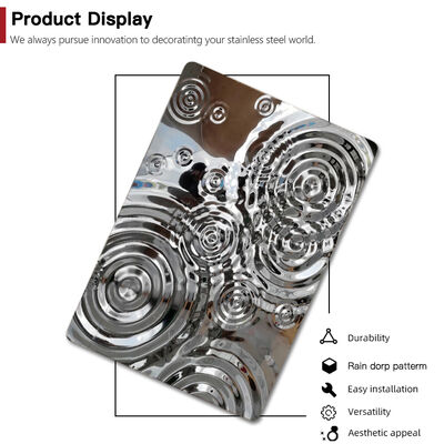 304 8K Spiegeleffekt-Regentropfen-Wellenmuster-Edelstahlblech für die Wand