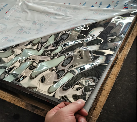 304 Mirror Silver Water Ripple Stainless Steel Panels For Ceilings