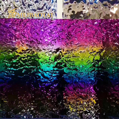 PVD-Regenbogen-überzogenes Wasser-Kräuselungs-Edelstahlblech 0.65mm für Küchen-Wände