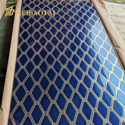 Blau-Gold Gemischte Farbe Diamant Muster Geprägte Edelstahlplatte 4x8 Fuß für Thekendekoration