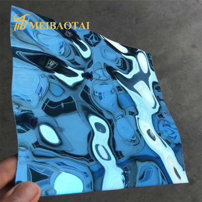 Decorative Stainless Steel Sheet Metal Blue PVD Color Coating Water Ripple