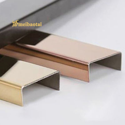PVD-Bürste Rose Gold Edelstahlfliesen 10mm Bullnose U-Trimm für Bodendekoration