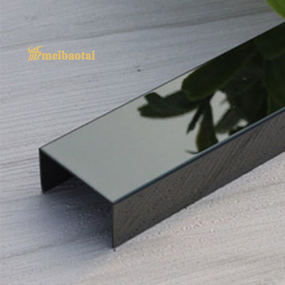 Guter Preis PVD Schwarz beschichtete 304 Edelstahl U10 Fliesenkantenprofil für Wand- und Bodenschutz Online