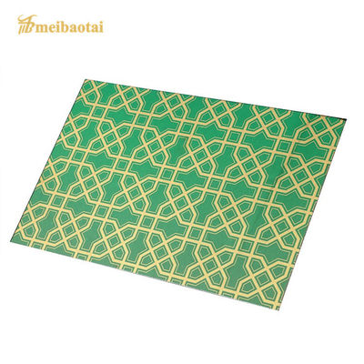 Guter Preis EN-Standard geätzte Edelstahlplatte mit grüner schwarzer Plattierung 1219x3048mm Größe und 70 Mikron PVC-Film Online