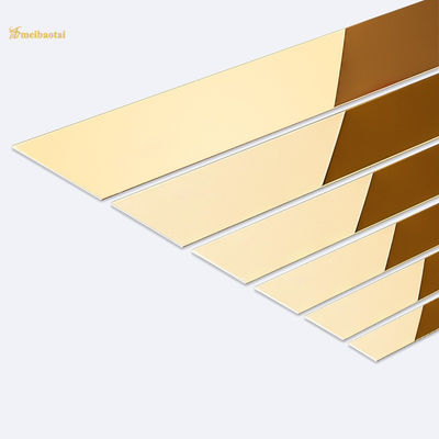 0,55mm Stärke SS304 Spiegel Edelstahl Fliesenprofil mit Gold-PVD-Beschichtung für Wand- und Bodenkanten
