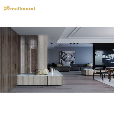 Guter Preis Nachgemachtes hölzernes Korn-rostfreie lamellenförmig angeordnete Blätter verzieren Breite des Wand-Rand-1000mm Online